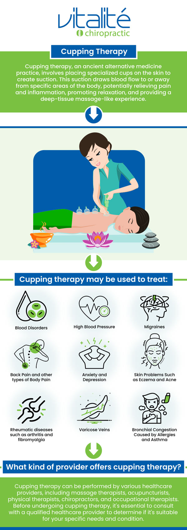 Cupping therapy has many benefits, including blood circulation, muscle tightness, inflammation reduction, increased red blood cells, toxins removal, and more. Dr. W. Jean-Luc Sansfaute, DC, and his team offer cupping therapy at Vitalité Chiropractic. For more information, contact us or request an appointment online. We have convenient locations to serve you in Bethesda, MD, and Arlington, VA. Cupping therapy has many benefits, including blood circulation, muscle tightness, inflammation reduction, increased red blood cells, toxins removal, and more. Dr. W. Jean-Luc Sansfaute, DC, and his team offer cupping therapy at Vitalité Chiropractic. For more information, contact us or request an appointment online. We have convenient locations to serve you in Bethesda, MD, and Arlington, VA.
